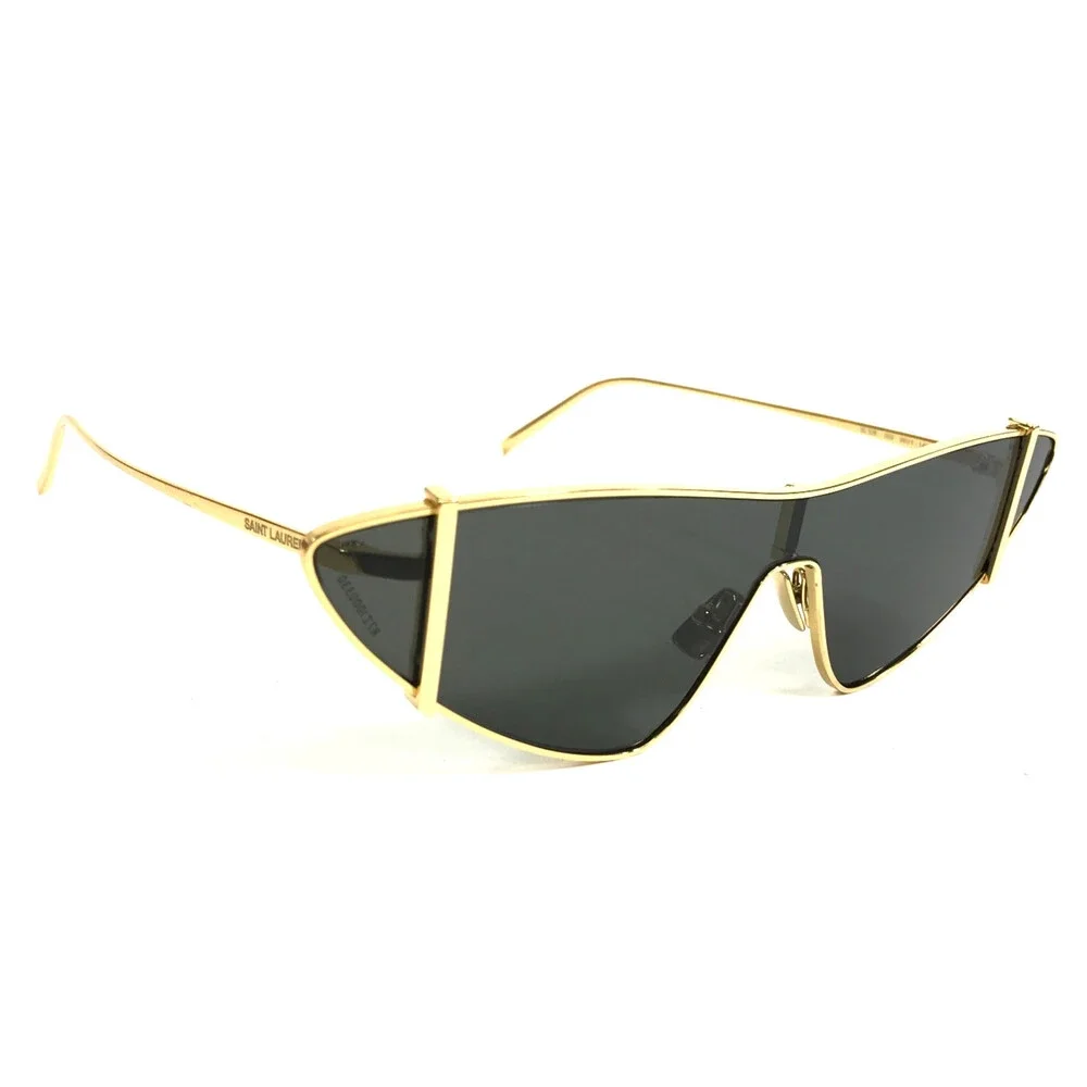 Saint Laurent Sunglasses SL536 003 Shiny Gold Angular Frames w/ Dark Gray Lens